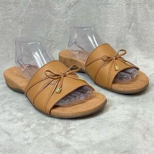 Vionic Bella Slide Sandals With Bow Camel Women’s Sz 10